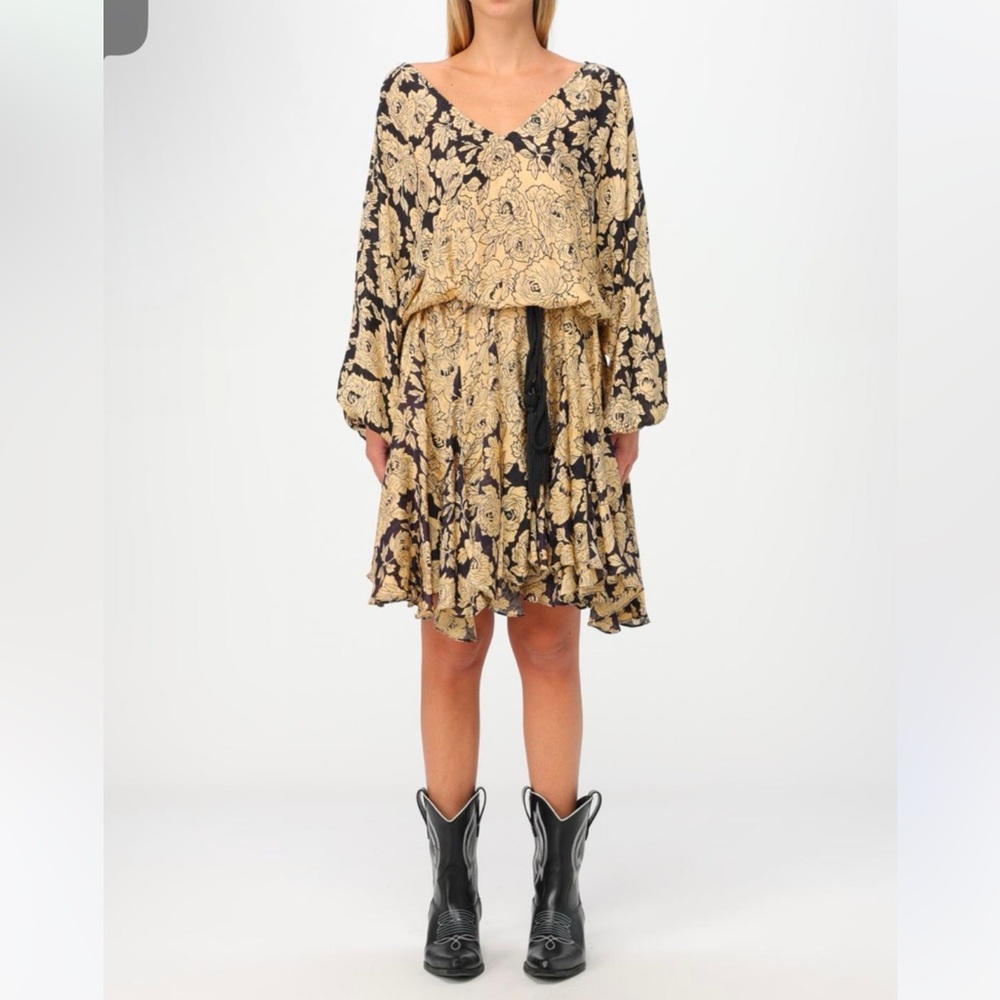 Mes Demoiselles Dress Rose De Damas - Black/Beige
